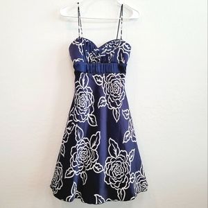 NWT B. Darlin Floral Print Satin Cocktail Dress with Empire Waist Size 9/10
